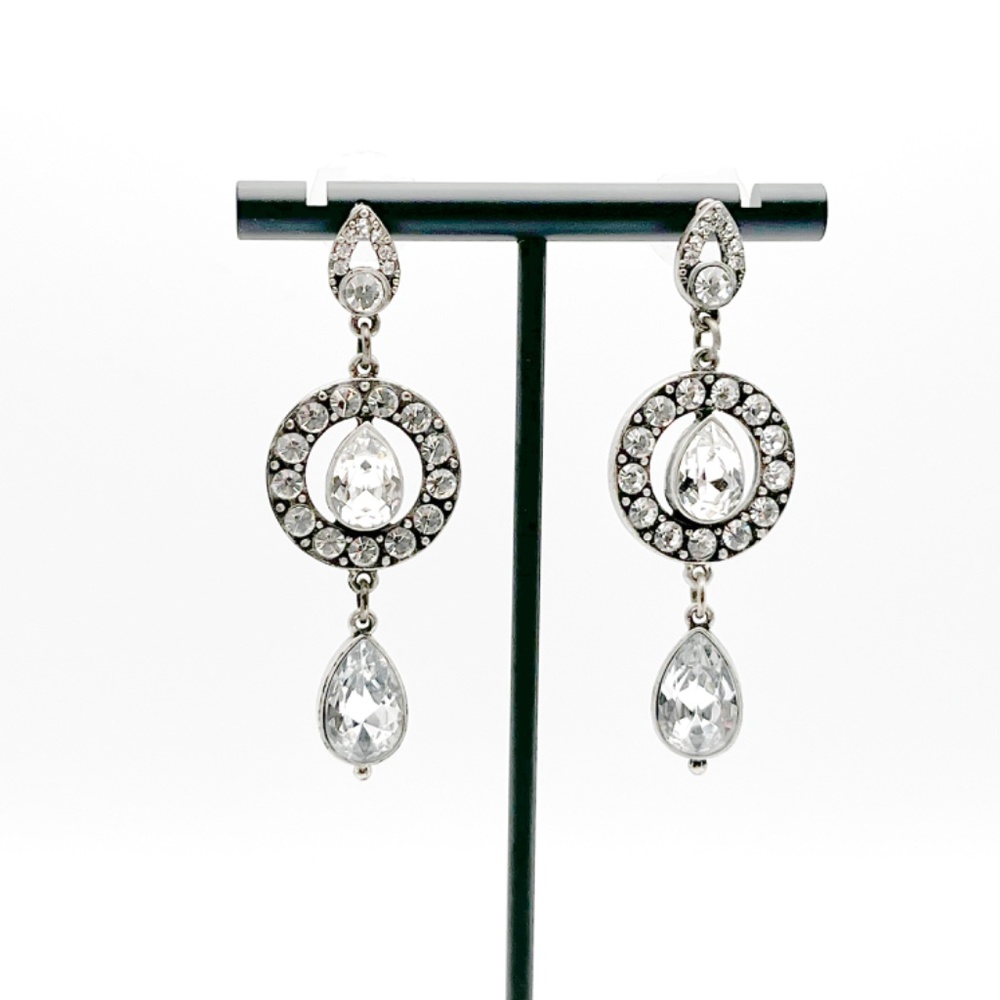 Vintage 80's Lee Angel White Crystal Drop Earrings